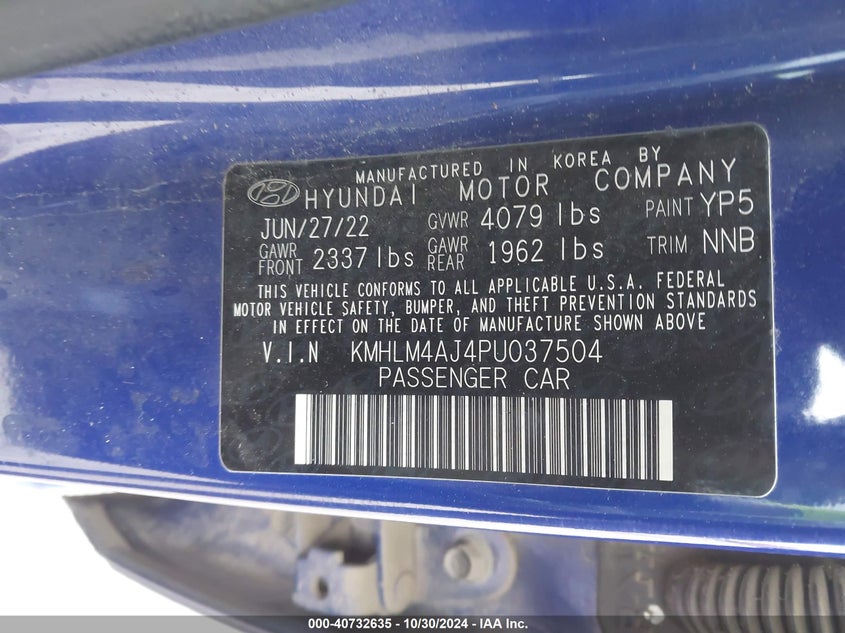2023 HYUNDAI ELANTRA VIN: KMHLM4AJ4PU037504