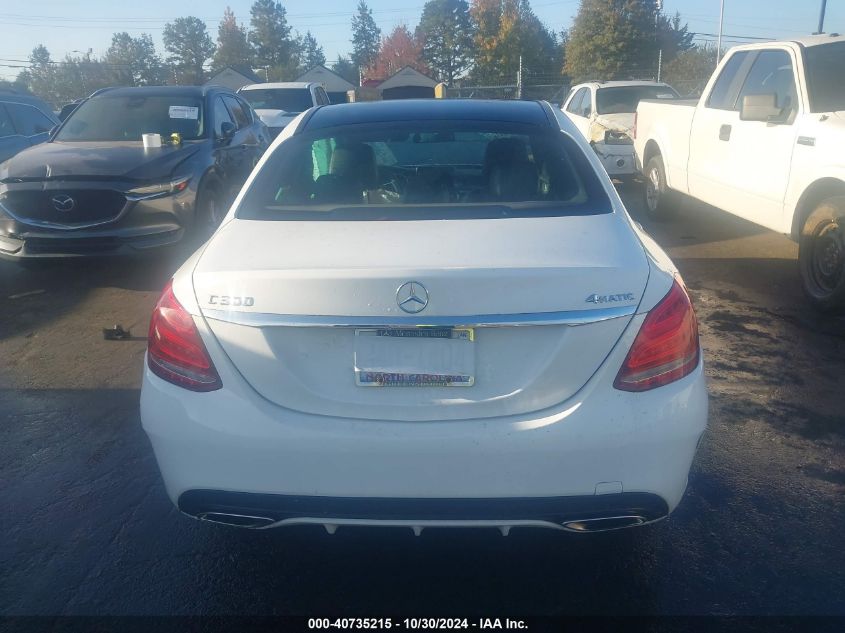 2015 Mercedes-Benz C 300 4Matic/Luxury 4Matic/Sport 4Matic VIN: 55SWF4KB3FU019763 Lot: 40735215