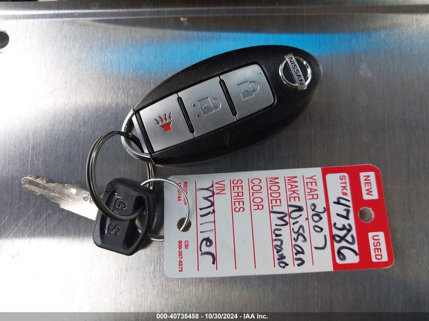 2007 Nissan Murano Sl VIN: JN8AZ08TX7W51500 Lot: 40735458