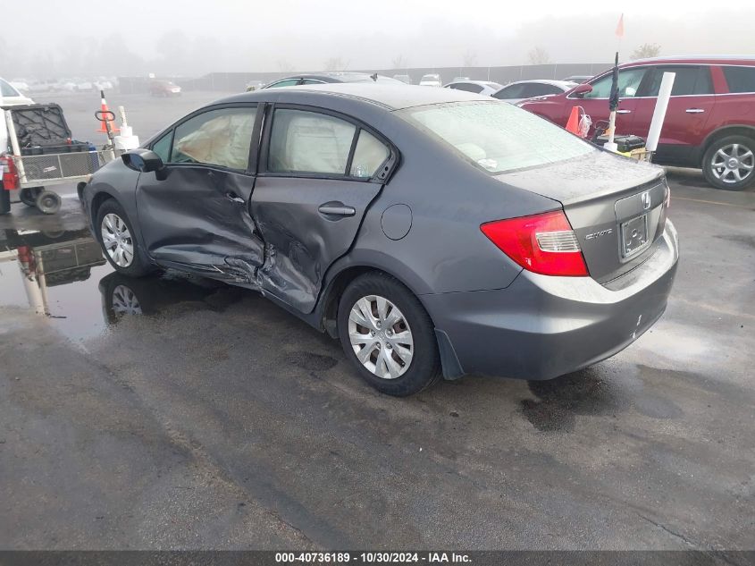 2012 Honda Civic Lx VIN: 2HGFB2F58CH585351 Lot: 40736189