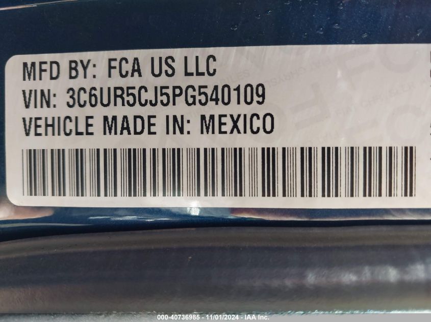 2023 Ram 2500 Tradesman 4X4 6'4 Box VIN: 3C6UR5CJ5PG540109 Lot: 40736985