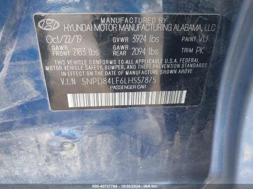 2020 HYUNDAI ELANTRA SEL - 5NPD84LF6LH557875