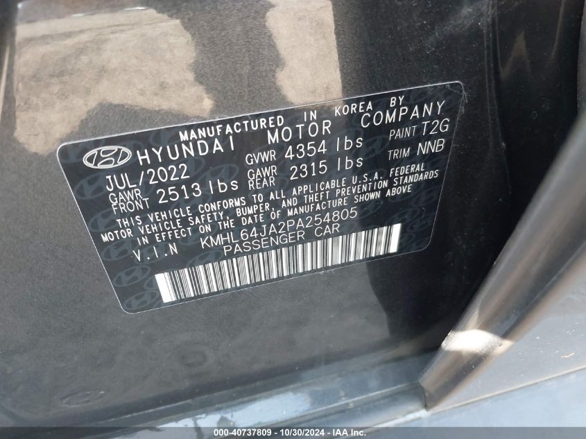 2023 Hyundai Sonata Sel VIN: KMHL64JA2PA254805 Lot: 40737809