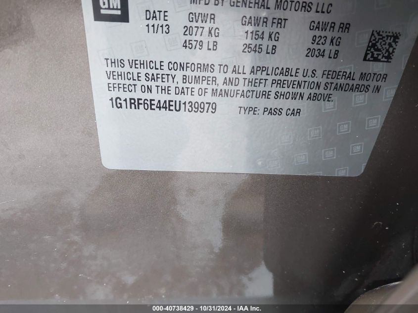 2014 CHEVROLET VOLT VIN: 1G1RF6E44EU139979