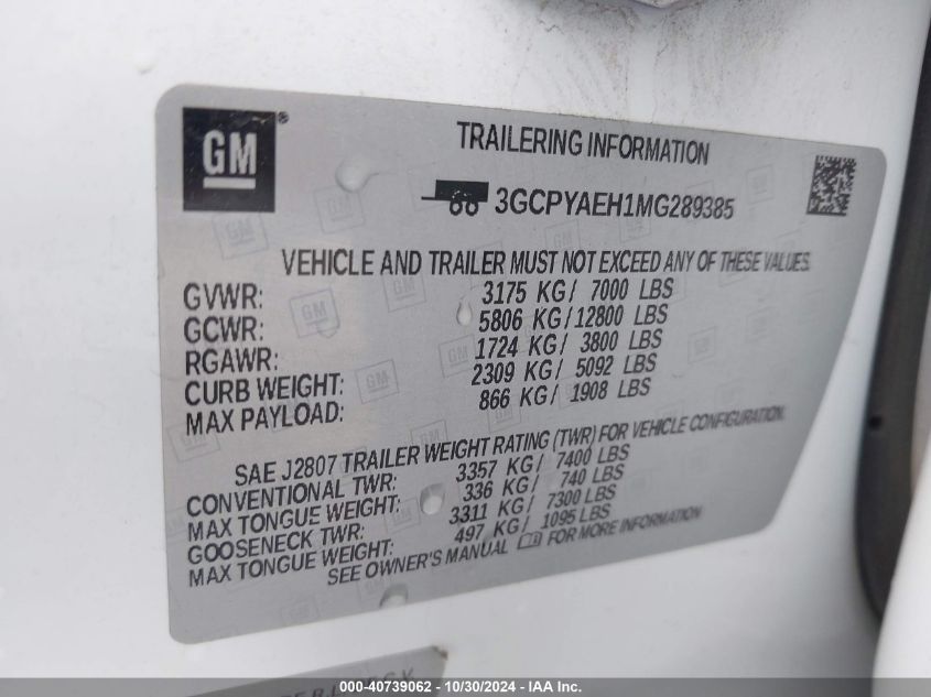 2021 CHEVROLET SILVERADO 1500 4WD  STANDARD BED WT - 3GCPYAEH1MG289385