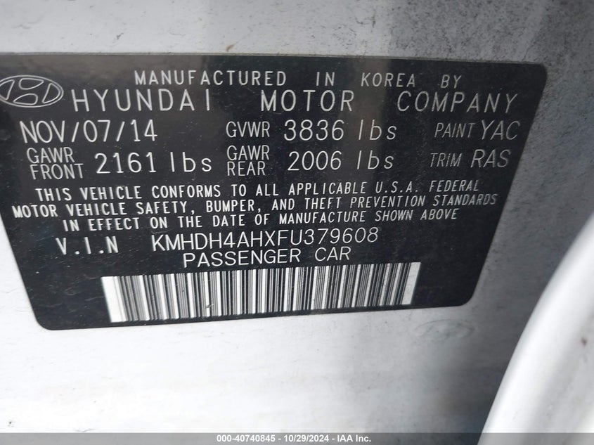 2015 HYUNDAI ELANTRA SPORT - KMHDH4AHXFU379608