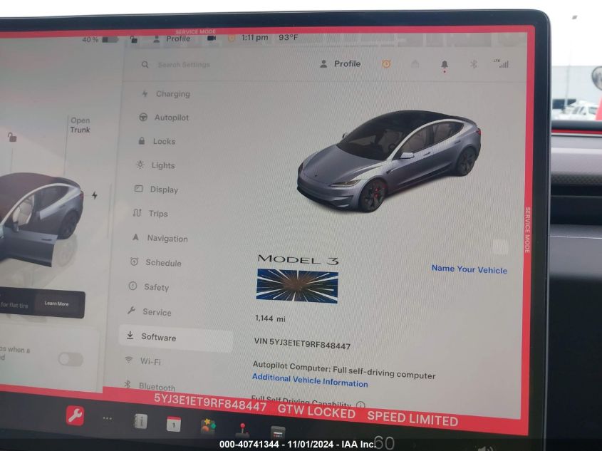 2024 Tesla Model 3 Performance VIN: 5YJ3E1ET9RF848447 Lot: 40741344
