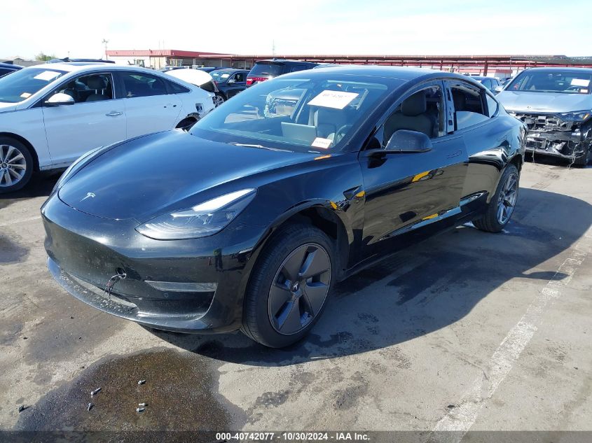 VIN 5YJ3E1EA6NF352191 2022 TESLA MODEL 3 no.2