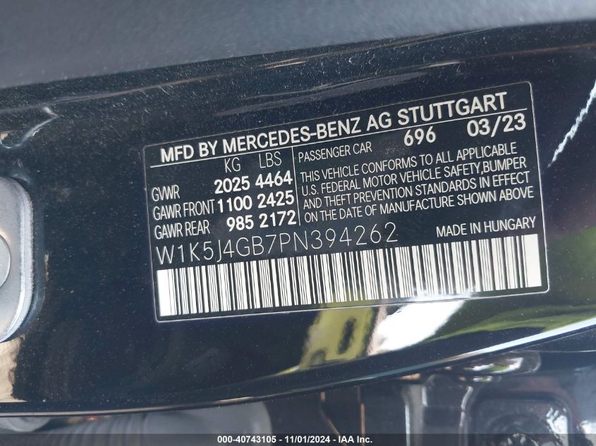 VIN W1K5J4GB7PN394262 2023 Mercedes-Benz Cla 250 Coupe no.9