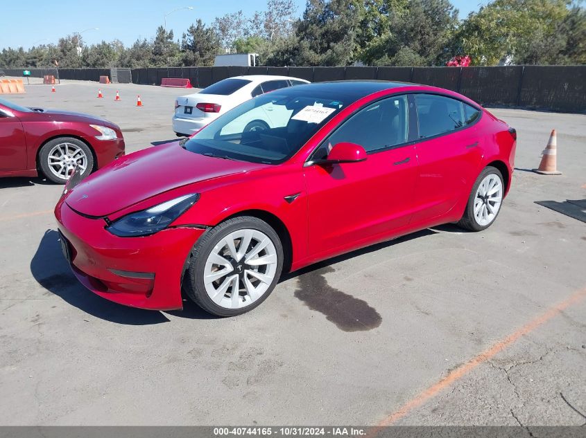 VIN 5YJ3E1EA2NF190141 2022 Tesla Model 3, Rear-Whee... no.2