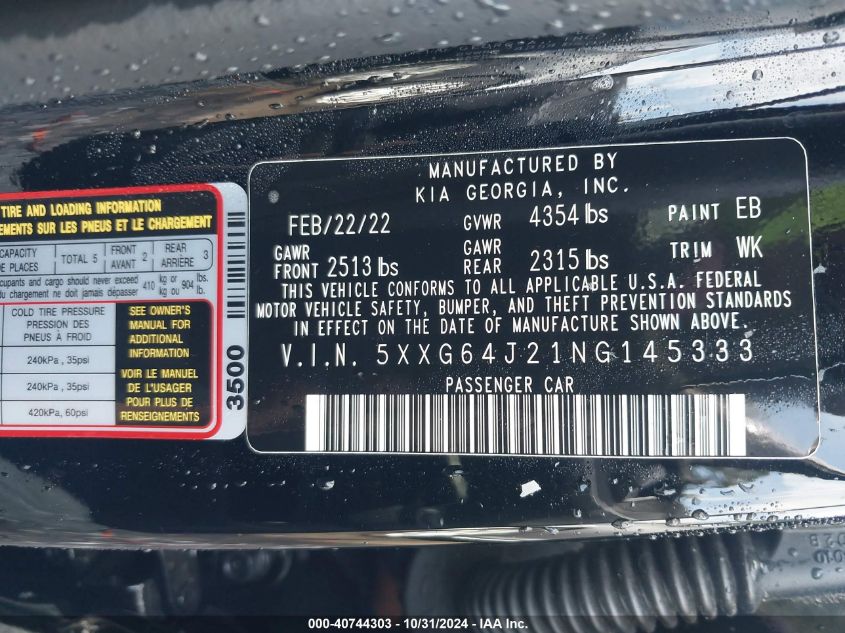 2022 KIA K5 GT-LINE - 5XXG64J20NG161233