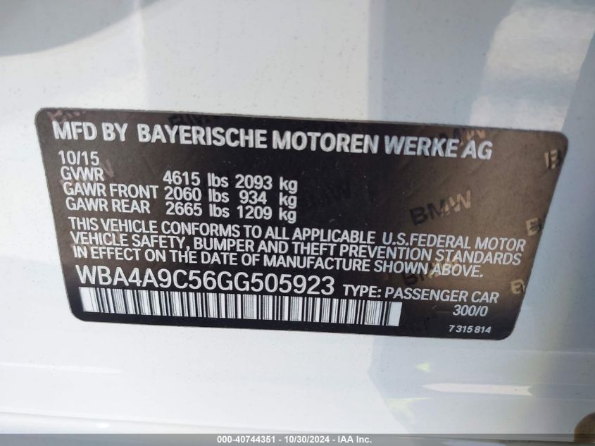 2016 BMW 428I GRAN COUPE - WBA4A9C56GG505923