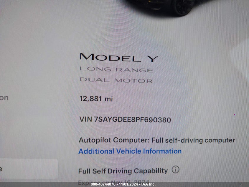 VIN 7SAYGDEE8PF690380 2023 TESLA MODEL Y AWD/LONG RANGE DUAL MOTOR ALL-WHEEL DRIVE