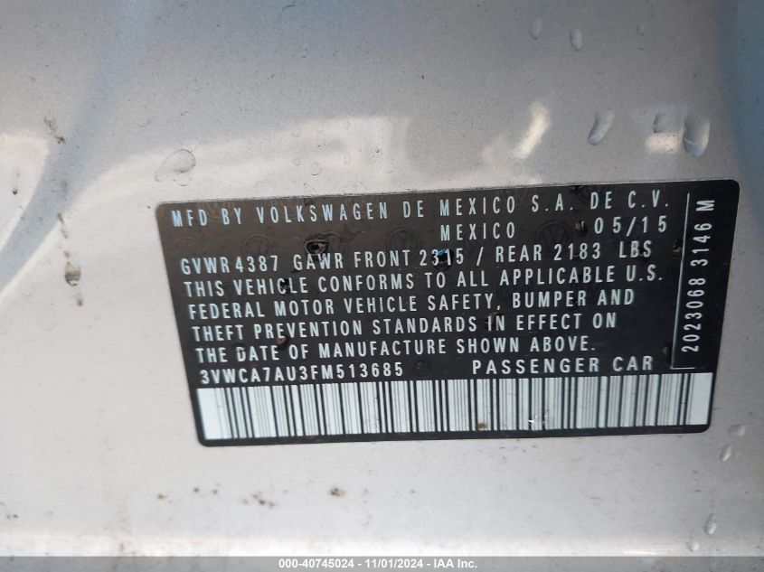 2015 VOLKSWAGEN GOLF SPORTWAGEN TDI S 4-DOOR - 3VWCA7AU3FM513685