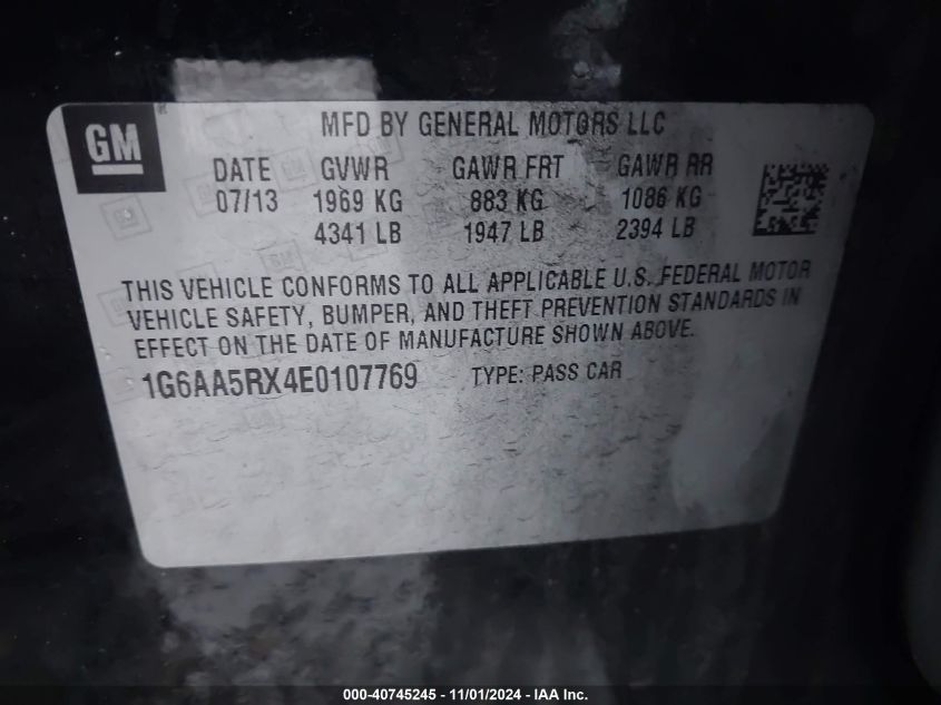 2014 CADILLAC ATS STANDARD - 1G6AA5RX4E0107769