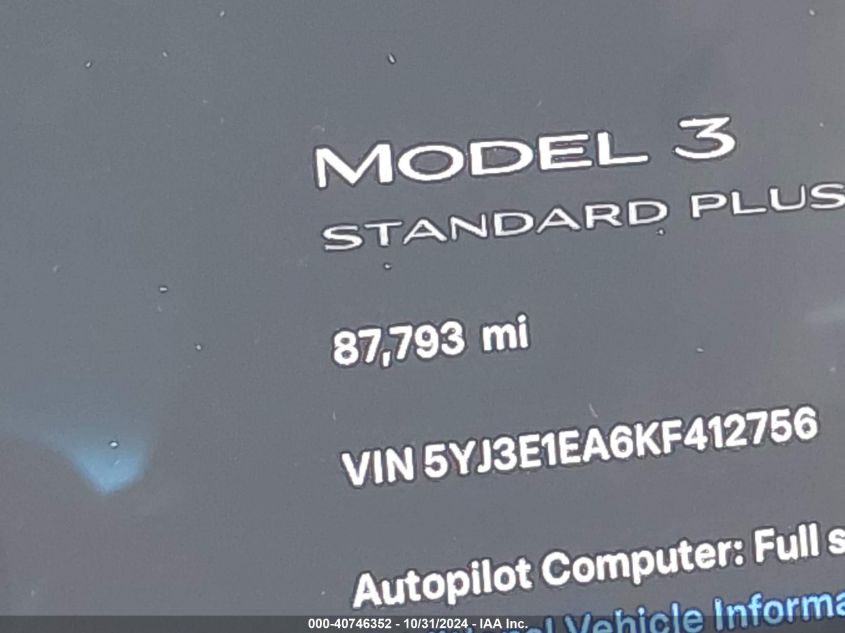 VIN 5YJ3E1EA6KF412756 2019 Tesla Model 3, Long Rang... no.15