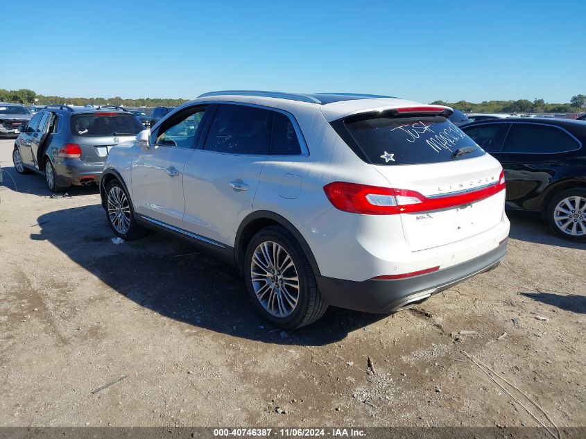 2016 Lincoln Mkx Reserve VIN: 2LMTJ6LR3GBL67894 Lot: 40746387