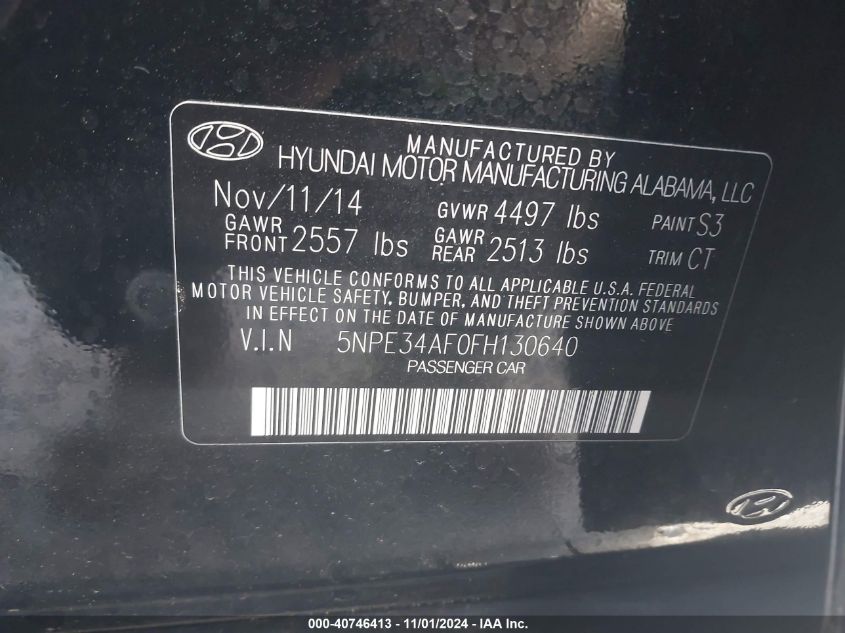 2015 HYUNDAI SONATA LIMITED - 5NPE34AF0FH130640