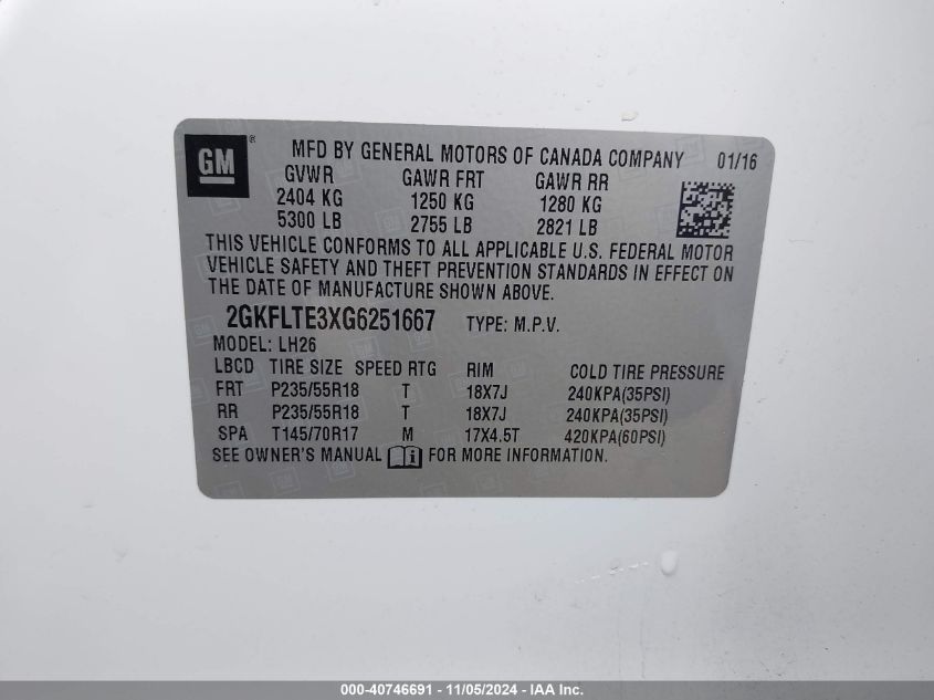 2016 GMC TERRAIN SLE-2 - 2GKFLTE3XG6251667