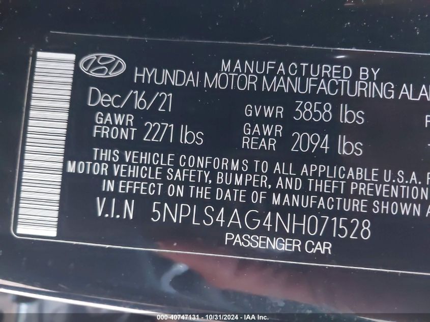 2022 HYUNDAI ELANTRA SEL - 5NPLS4AG4NH071528