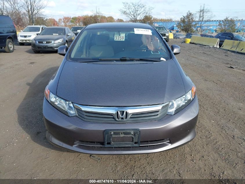 2012 Honda Civic Lx VIN: 19XFB2F55CE385599 Lot: 40747610