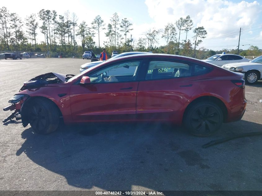 2024 Tesla Model 3 Long Range Dual Motor All-Wheel Drive VIN: 5YJ3E1EB1RF768695 Lot: 40748242