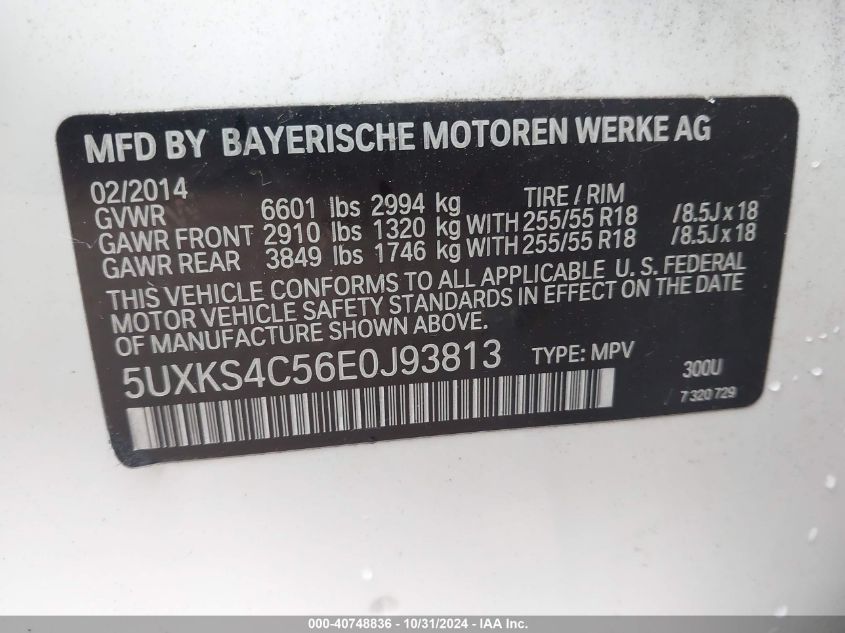 VIN 5UXKS4C56E0J93813 2014 BMW X5, Xdrive35D no.9