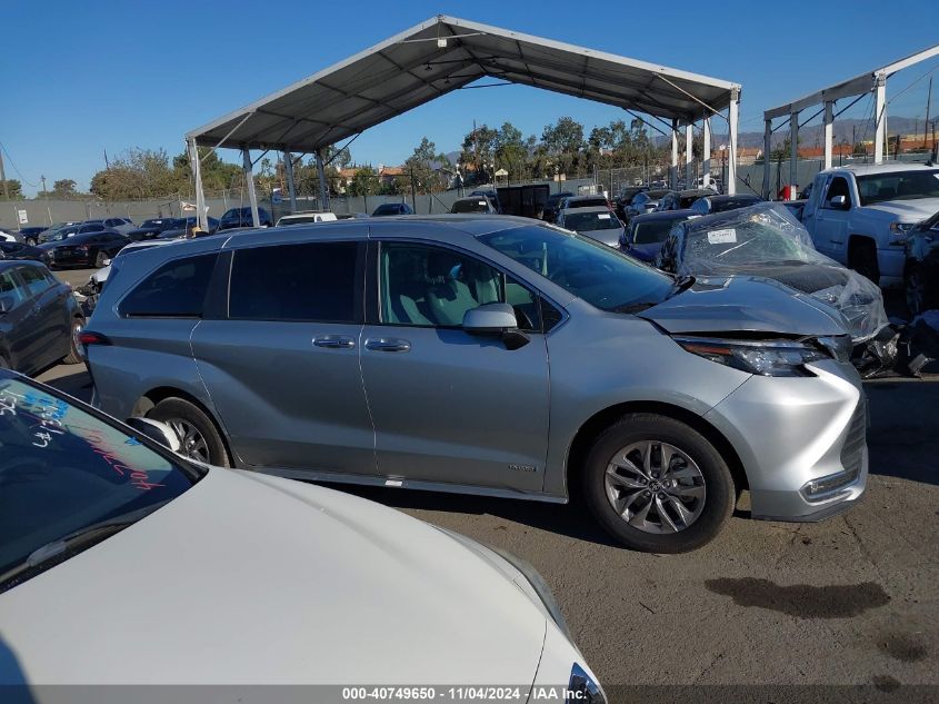 2021 Toyota Sienna Xle VIN: 5TDYRKEC2MS065510 Lot: 40749650