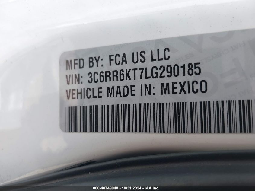 2020 Ram 1500 Classic Tradesman 4X2 5'7 Box VIN: 3C6RR6KT7LG290185 Lot: 40749948