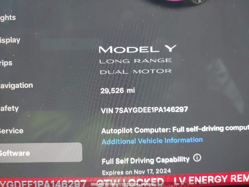 2023 TESLA MODEL Y AWD/LONG RANGE DUAL MOTOR ALL-WHEEL DRIVE - 7SAYGDEE1PA146297