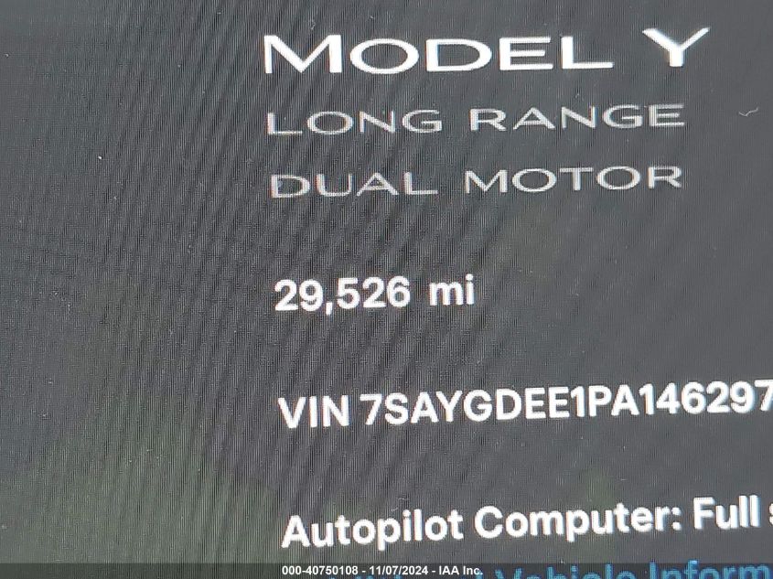 2023 TESLA MODEL Y AWD/LONG RANGE DUAL MOTOR ALL-WHEEL DRIVE - 7SAYGDEE1PA146297