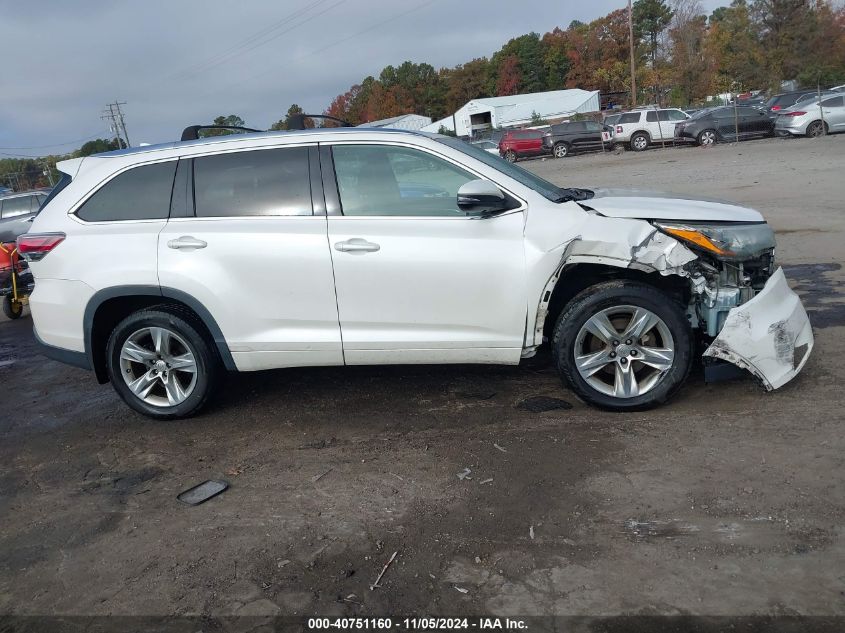 2015 Toyota Highlander Limited V6 VIN: 5TDDKRFH0FS149818 Lot: 40751160