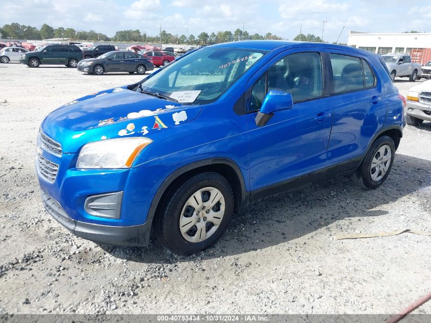 2016 Chevrolet Trax 1Ls VIN: KL7CJKSB6GB647809 Lot: 40753434