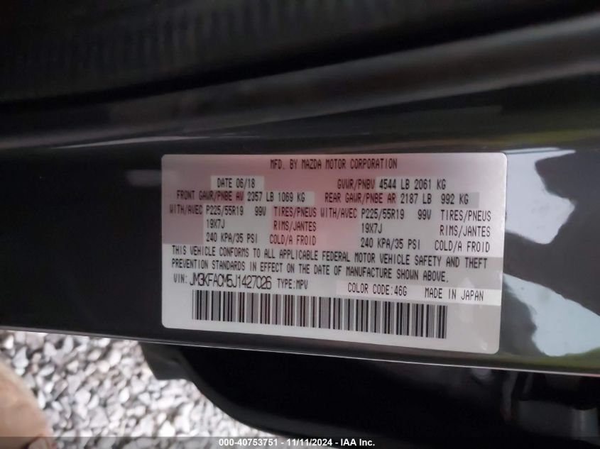 VIN JM3KFACM5J1427026 2018 MAZDA CX-5 TOURING