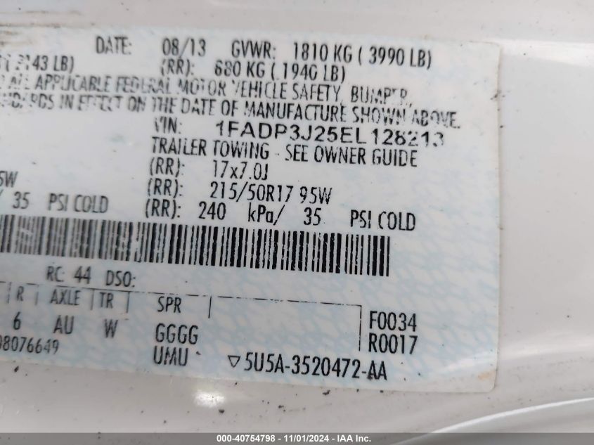 2014 FORD FOCUS TITANIUM - 1FADP3J25EL128213