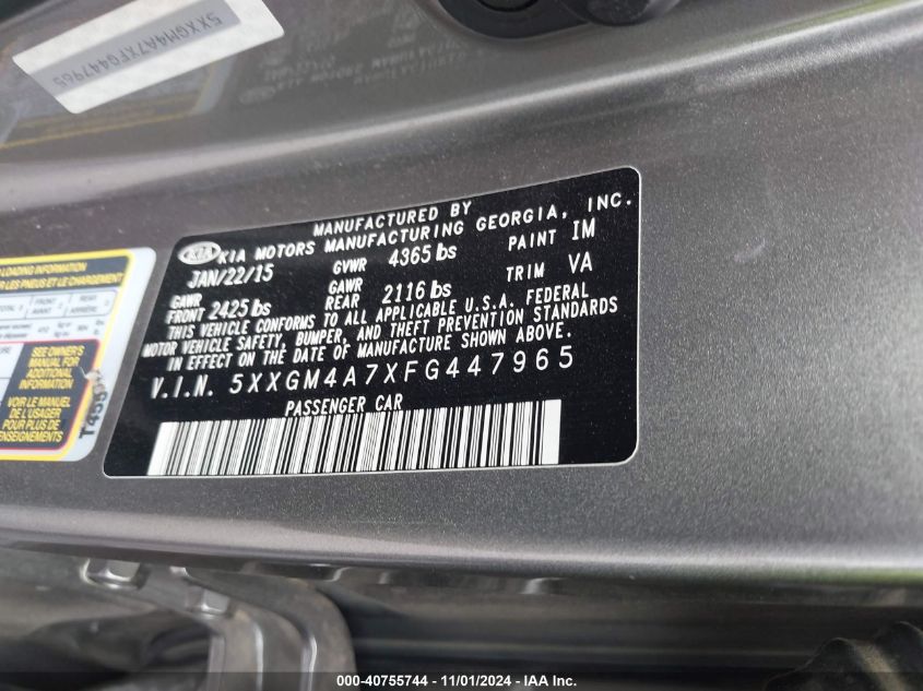 2015 KIA OPTIMA LX - 5XXGM4A7XFG447965