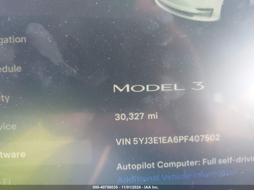 2023 TESLA MODEL 3 REAR-WHEEL DRIVE - 5YJ3E1EA6PF407502