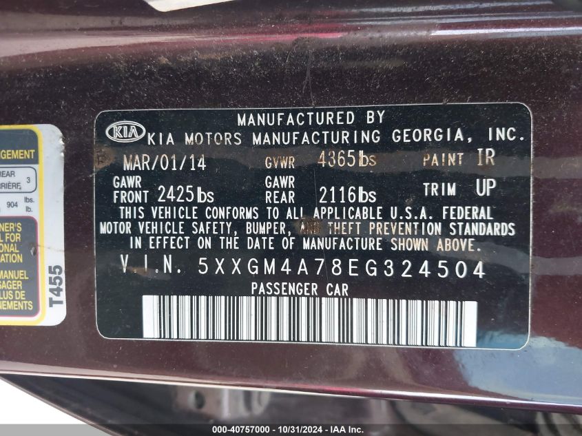 2014 KIA OPTIMA LX - 5XXGM4A78EG324504