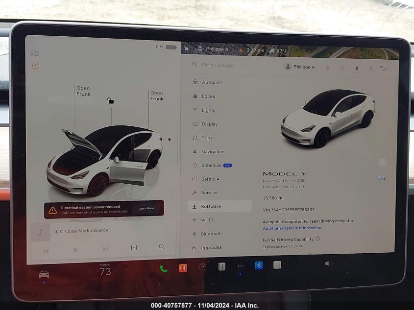 2023 Tesla Model Y Awd/Long Range Dual Motor All-Wheel Drive VIN: 7SAYGDEE5PF753337 Lot: 40757877