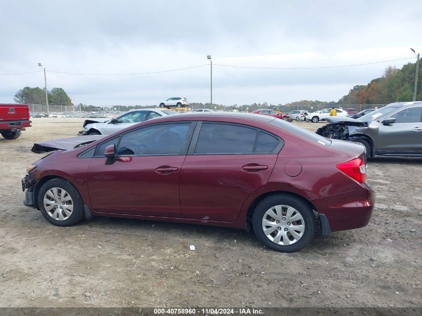 2012 Honda Civic Lx VIN: 19XFB2F56CE078622 Lot: 40758960