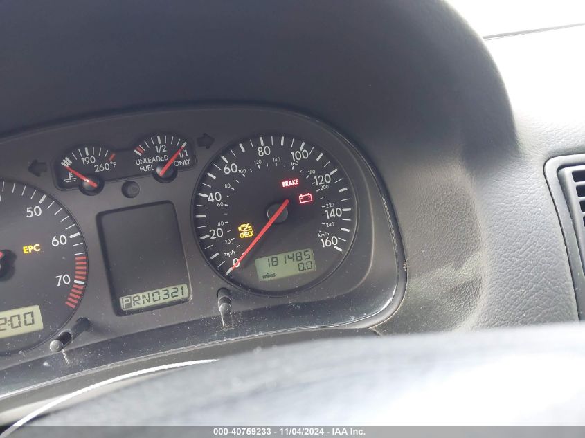 2001 Volkswagen Golf Gls VIN: 9BWGD61J714056742 Lot: 40759233