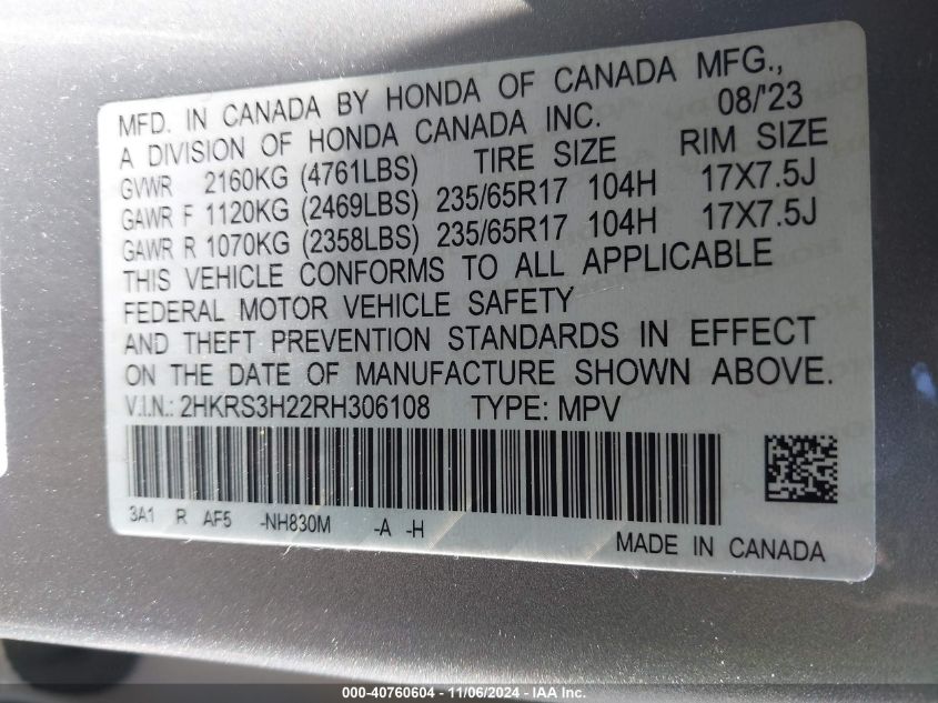 2024 HONDA CR-V LX - 2HKRS3H22RH306108