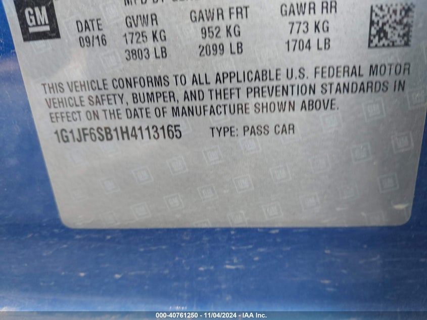 2017 CHEVROLET SONIC PREMIER AUTO - 1G1JF6SB1H4113165