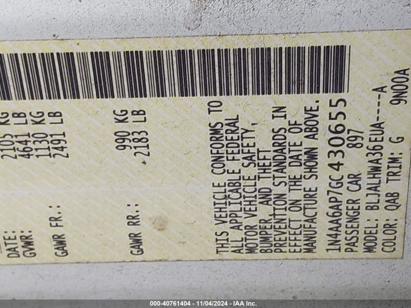 2016 NISSAN MAXIMA 3.5 PLATINUM - 1N4AA6AP7GC430655