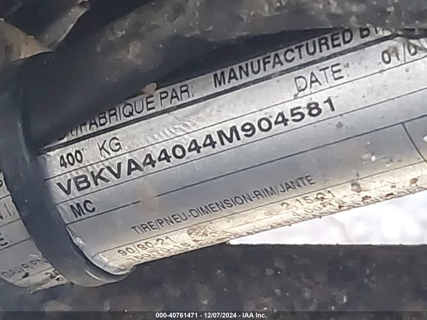 2004 Ktm 950 Adventure VIN: VBKVA44044M904581 Lot: 40761471