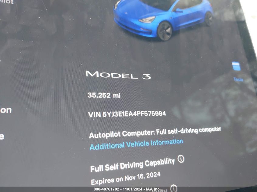 2023 TESLA MODEL 3 REAR-WHEEL DRIVE - 5YJ3E1EA4PF575994