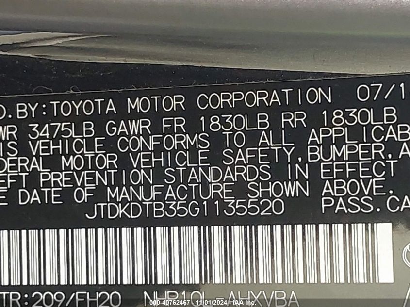 2016 TOYOTA PRIUS C ONE - JTDKDTB35G1135520