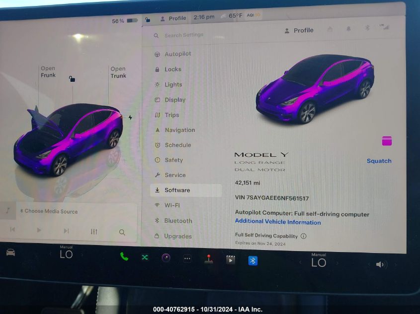 2022 Tesla Model Y Long Range Dual Motor All-Wheel Drive VIN: 7SAYGAEE6NF561517 Lot: 40762915