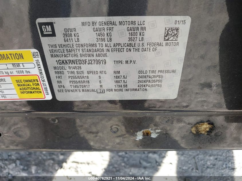 2015 GMC ACADIA SLE-1 - 1GKKRNED3FJ270919