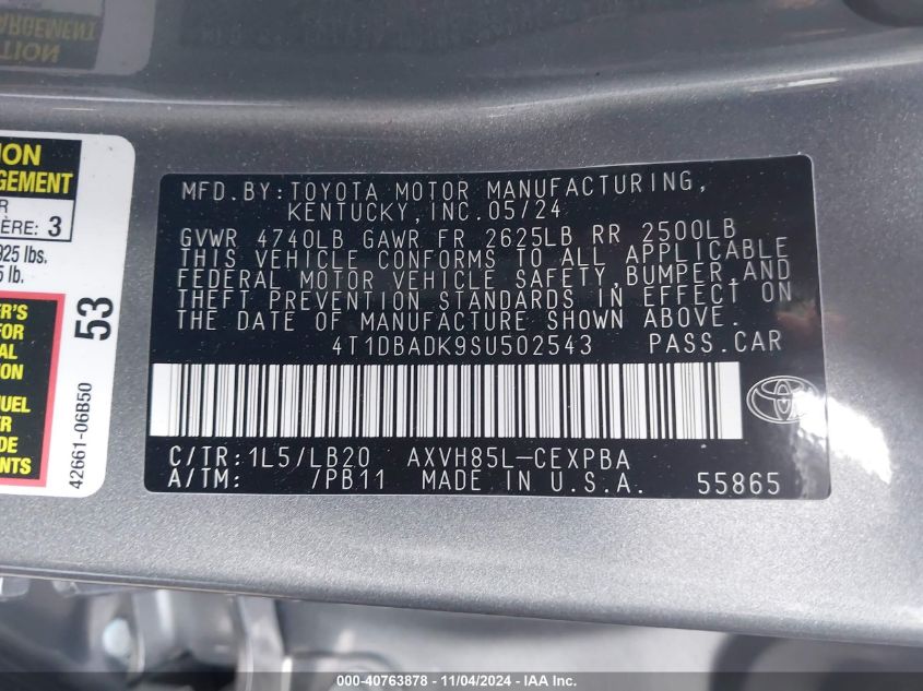 VIN 4T1DBADK9SU502543 2025 Toyota Camry, Xse no.9